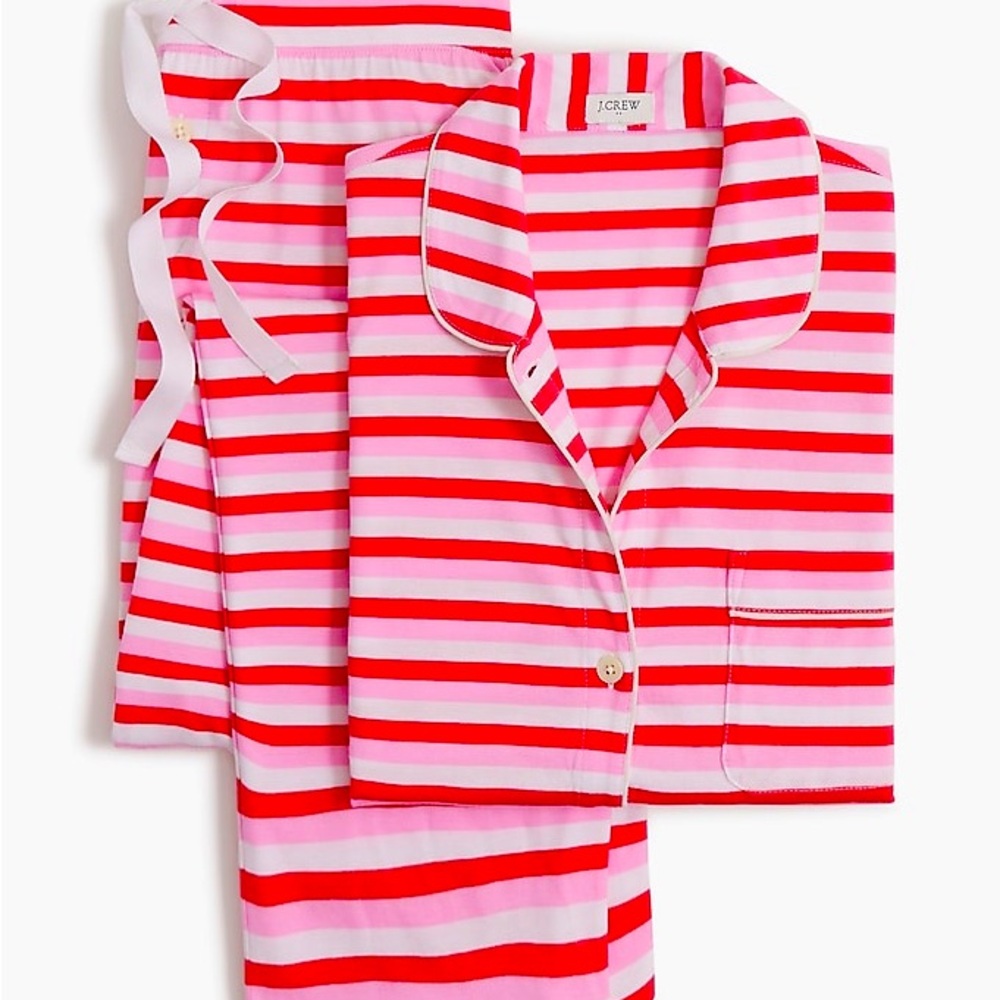 **NWT** J. Crew Factory Pink & White Striped Pajama Set
